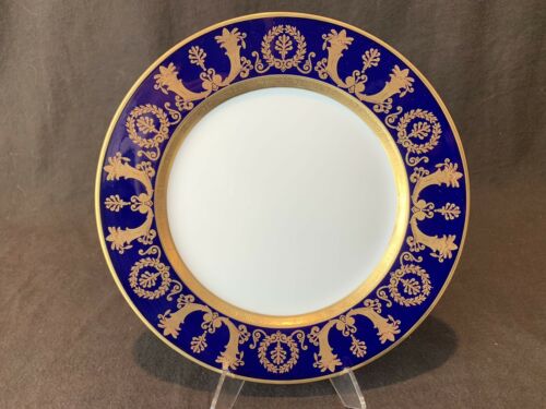 Bernardaud Limoges Fontainebleau Dinner Plate 10 1/2" Cobalt Blue Gold Encrusted