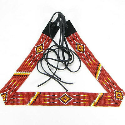 Beaded Red Black White Medicine Man's Eye Cowboy Native Style Hatband Belt H19/2