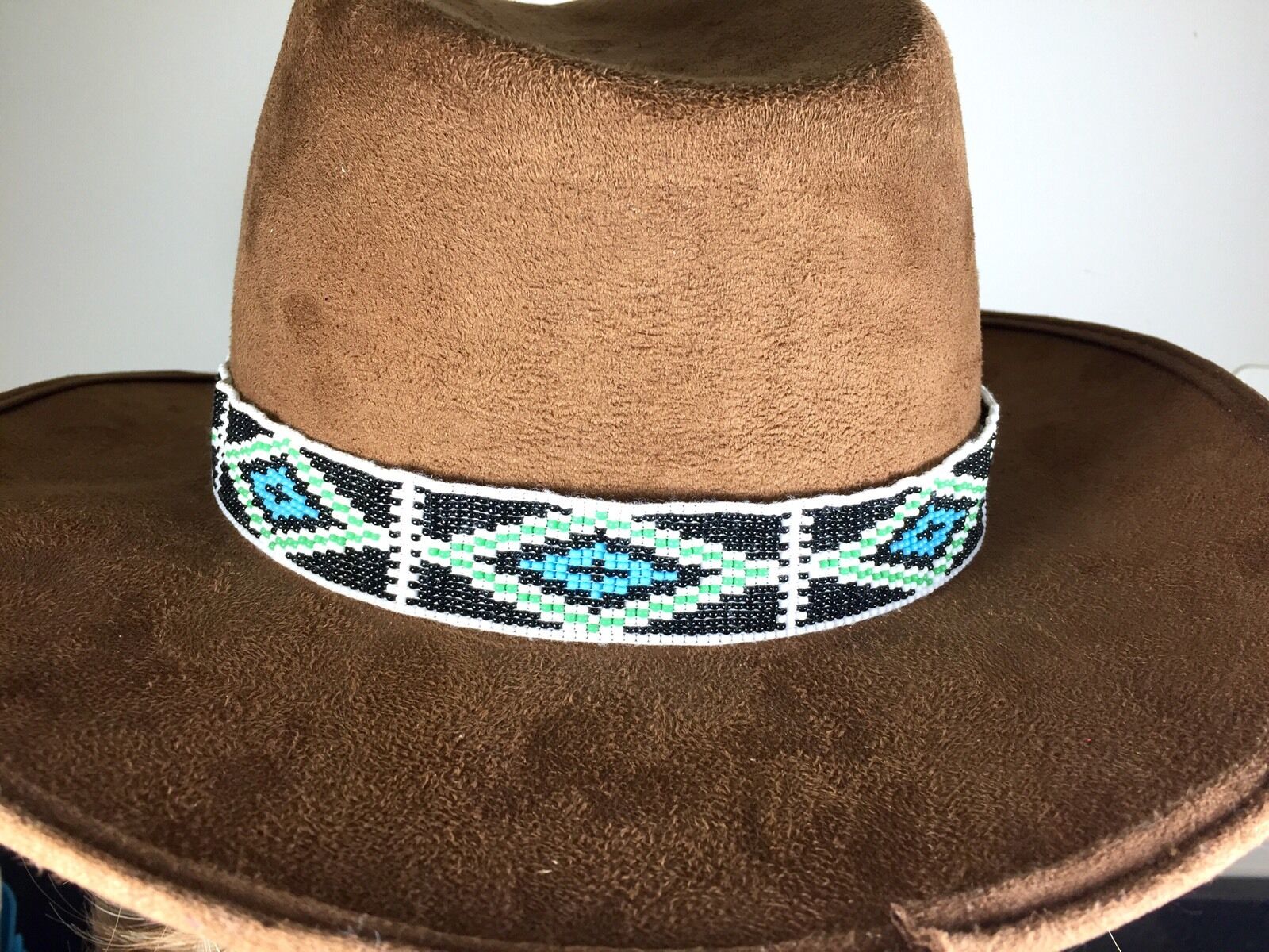 Handcrafted Black Blue Seed Beads Beaded Hatband/belt H55/1